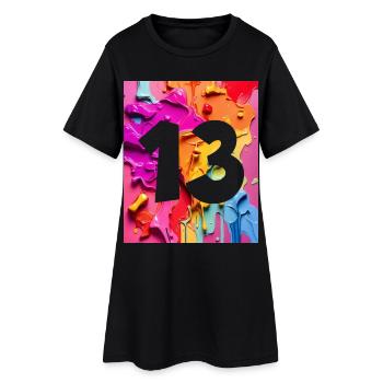 NO. 13 NUMBER 13 COLORFUL 13TH BIRTHDAY - Women’s T-Shirt Dress - black - Front