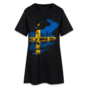SCHWEDEN ELCH - Frauen T-Shirt-Kleid - Schwarz - Vorne