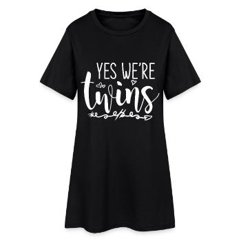 Yes We're Twins Zwillinge Geschwister - Frauen T-Shirt-Kleid - Schwarz - Vorne