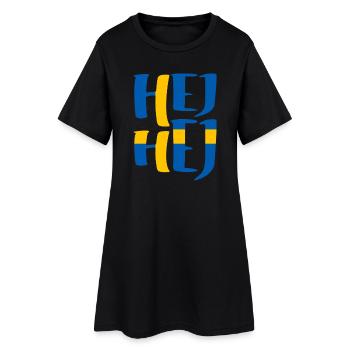 SCHWEDEN HEJ HEJ SCHWEDISCH - Frauen T-Shirt-Kleid - Schwarz - Vorne