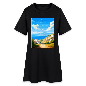 Kea Griechenland Vintage Reiseplakat Souvenir Souvenir - Frauen T-Shirt-Kleid - Schwarz - Vorne