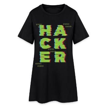 Hacker 0101 - Frauen T-Shirt-Kleid - Schwarz - Vorne