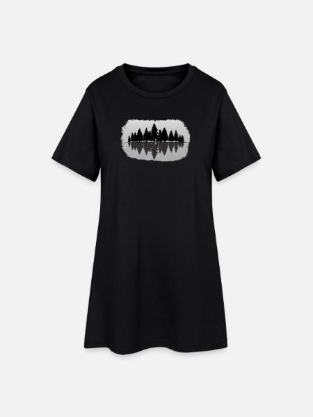 Wald - Forest Landschaft Natur Bäume - Frauen T-Shirt-Kleid - Schwarz