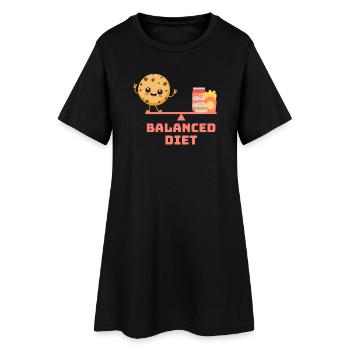 balanced cookie fastfood Diet - Frauen T-Shirt-Kleid - Schwarz - Vorne