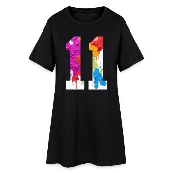 NUMÉRO COLORÉ 11 COLORÉ 11E ANNIVERSAIRE - Robe T-shirt Femme - noir - Devant