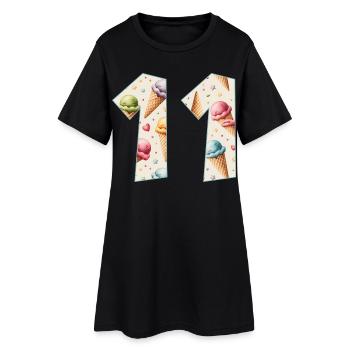 EISCREME NUMMER 11 JAHRE EIS 11. GEBURTSTAG - Frauen T-Shirt-Kleid - Schwarz - Vorne