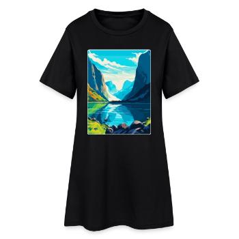 Souvenir de l’affiche de voyage vintage des fjords de Norvège - Robe T-shirt Femme - noir - Devant