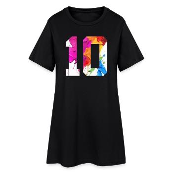 NUMÉRO COLORÉ 10 COLORÉ 10E ANNIVERSAIRE - Robe T-shirt Femme - noir - Devant