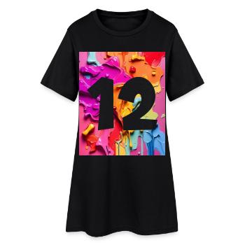 NR. 12 NUMMER 12 BUNT 12. GEBURTSTAG - Frauen T-Shirt-Kleid - Schwarz - Vorne