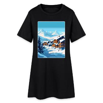 Val Thorens Frankreich Vintage Reiseplakat Souvenir - Frauen T-Shirt-Kleid - Schwarz - Vorne