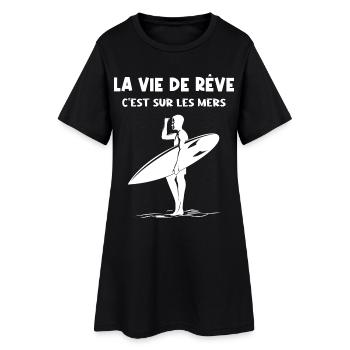Leben auf den Meeren - Frauen T-Shirt-Kleid - Schwarz - Vorne