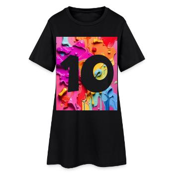NON. 10 NUMÉRO 10 COLORÉ 10E ANNIVERSAIRE - Robe T-shirt Femme - noir - Devant