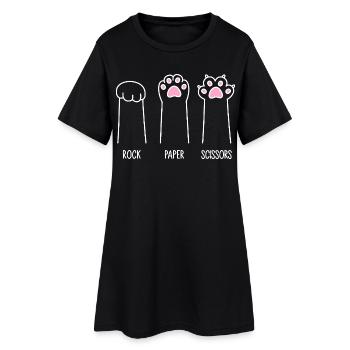 Ciseaux à papier roche - Pattes de chat - Robe T-shirt Femme - noir - Devant
