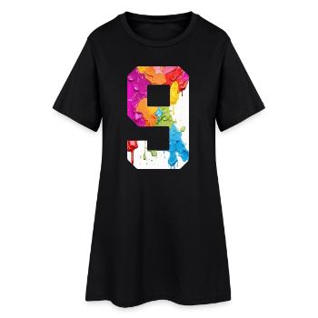 NUMÉRO COLORÉ 9 COLORÉ 9E ANNIVERSAIRE - Robe T-shirt Femme - noir - Devant