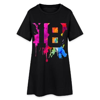18 JAHRE 18. GEBURTSTAG - Frauen T-Shirt-Kleid - Schwarz - Vorne