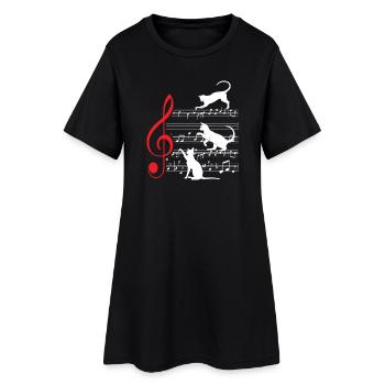 Chat Musique musique - Robe T-shirt Femme - noir - Devant