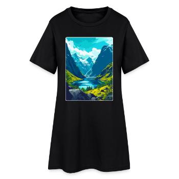 Souvenir de l’affiche de voyage vintage des fjords de Norvège - Robe T-shirt Femme - noir - Devant