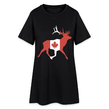 Cerf avec drapeau canadien - Robe T-shirt Femme - noir - Devant