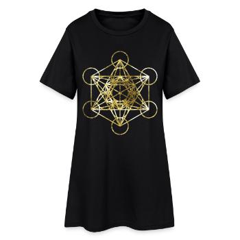 Metatrons Cube Gold heilige Geometrie - Frauen T-Shirt-Kleid - Schwarz - Vorne