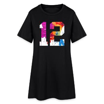 FARBIG NUMMER 12 BUNT 12. GEBURTSTAG - Frauen T-Shirt-Kleid - Schwarz - Vorne