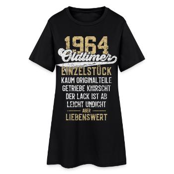LUSTIG 62. GEBURTSTAG OLDTIMER 1964 EINZELSTÜCK - Frauen T-Shirt-Kleid - Schwarz - Vorne