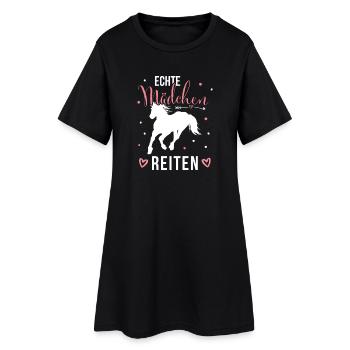 Echte Mädchen Reiten Pferde Mädchen - Frauen T-Shirt-Kleid - Schwarz - Vorne
