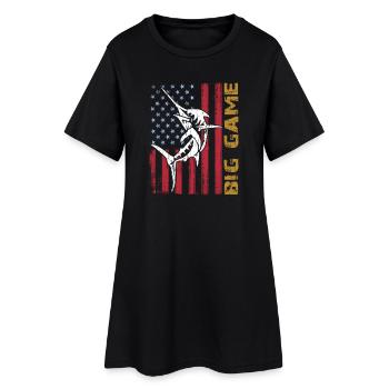 Jumping Marlin with US flag Deep Sea Fishing - Women’s T-Shirt Dress - black - Front