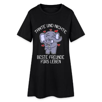 Tante und Nichte Bindung Beste Freunde Elefanten - Frauen T-Shirt-Kleid - Schwarz - Vorne