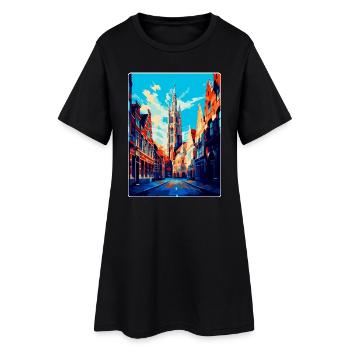 Louvain Belgique Affiche de voyage vintage Souvenir WPA - Robe T-shirt Femme - noir - Devant