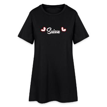 SUISSE. HUMOUR. PAYS. DRAPEAU. GENEVE. LAUSANNE - Robe T-shirt Femme - noir - Devant
