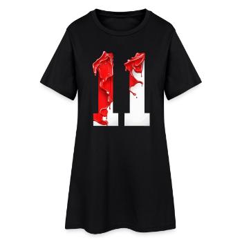 NON. 11 NUMÉRO 11 ROUGE BLANC 11E ANNIVERSAIRE - Robe T-shirt Femme - noir - Devant