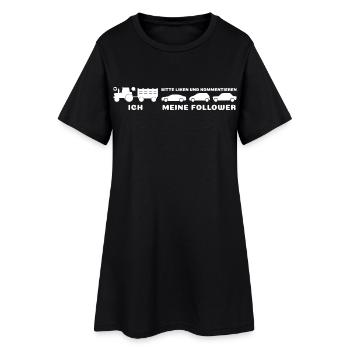 Ich meine Follower - Liken und kommentieren - Frauen T-Shirt-Kleid - Schwarz - Vorne