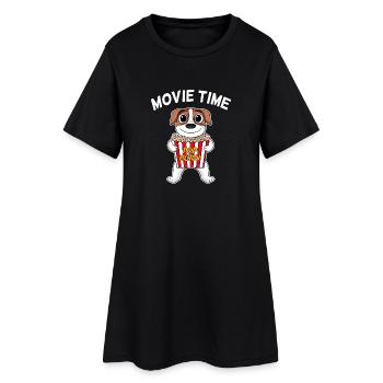 Movie night Movie night Movie time Jack Russell - Women’s T-Shirt Dress - black - Front