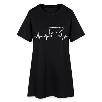 Kuh Herzschlag von Kühen - Frauen T-Shirt-Kleid - Schwarz - Vorne