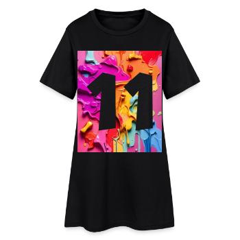 NON. 11 NUMÉRO 11 COLORÉ 11E ANNIVERSAIRE - Robe T-shirt Femme - noir - Devant