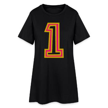 1. 1 JAHR - Frauen T-Shirt-Kleid - Schwarz - Vorne