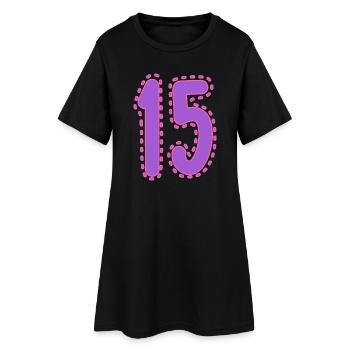 15. 15 ANS. 15e ANNIVERSAIRE. ANNIVERSAIRE 15 ANS. - Robe T-shirt Femme - noir - Devant