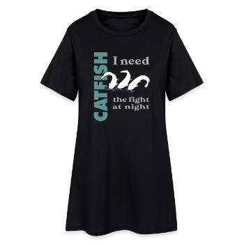 Catfish fishing fight with the strong catfish - Women’s T-Shirt Dress - black - Front