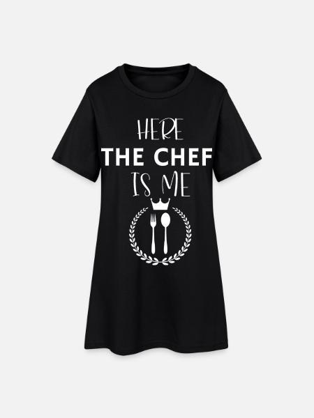 Kitchen apron here the chef us me - Women’s T-Shirt Dress - black