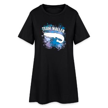 Poisson-chat Wels Waller sur des taches de couleur - Robe T-shirt Femme - noir - Devant