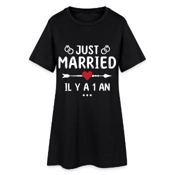 Cadeau Anniversaire De Mariage 1 An Noces De Coton - Robe T-shirt Femme - noir - Devant