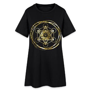 Metatrons Cube Gold heilige Geometrie - Frauen T-Shirt-Kleid - Schwarz - Vorne