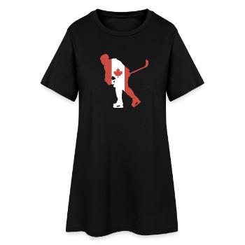 Hockeyspieler Kanada Flagge - Frauen T-Shirt-Kleid - Schwarz - Vorne