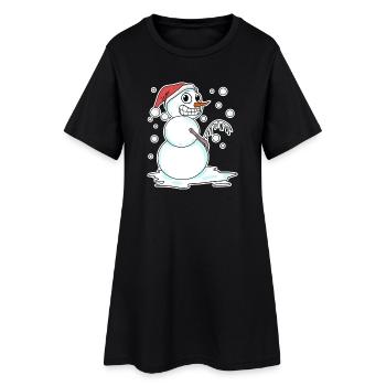Schneemann lustig - Frauen T-Shirt-Kleid - Schwarz - Vorne
