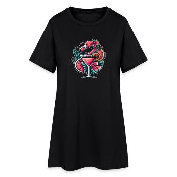 Flamingo Cocktail Logo - Robe T-shirt Femme - noir - Devant