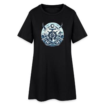 Logo du volant d’ancrage - Robe T-shirt Femme - noir - Devant