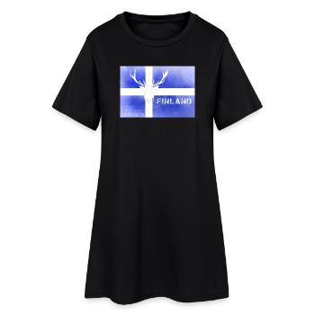Finland wildlife Finnland Fahne - Frauen T-Shirt-Kleid - Schwarz - Vorne