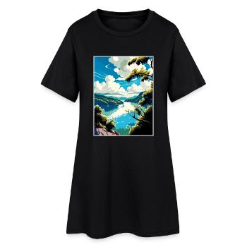 Danube River Europe Vintage voyage affiche Souvenir - Robe T-shirt Femme - noir - Devant