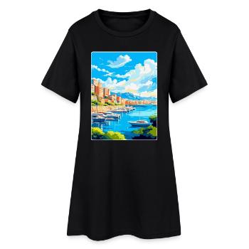 Monaco Côte d'Azur Frankreich Vintage Reiseplakat - Frauen T-Shirt-Kleid - Schwarz - Vorne