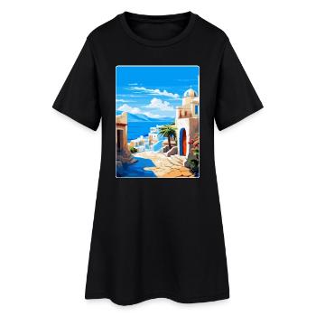 Kos Griechenland Vintage Reise Poster Souvenir Souvenir - Frauen T-Shirt-Kleid - Schwarz - Vorne
